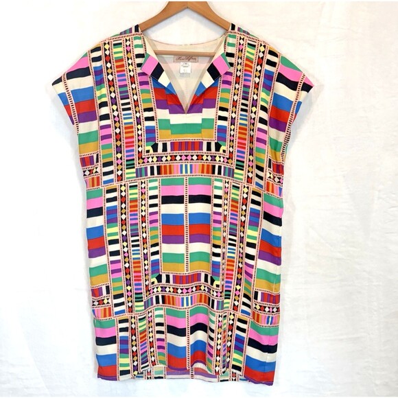 Mara Hoffman Dress Tunic Riser Rainbow Lined Geometric Colorful Bright M - Picture 1 of 10